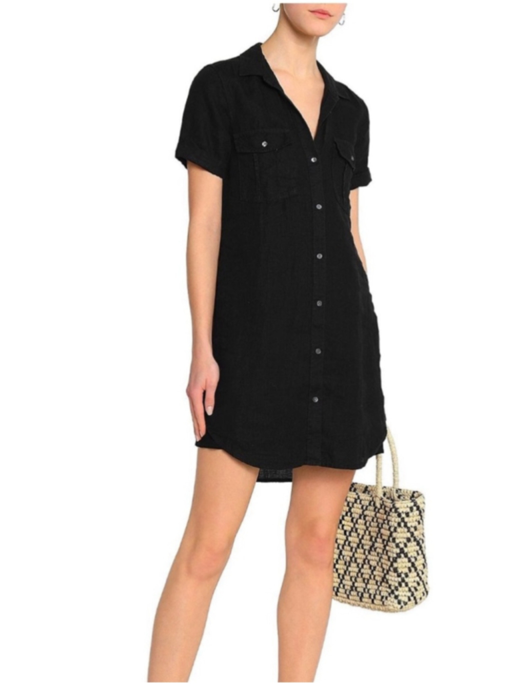 Standard James Perse Black Linen Shirt Dress Size 1 Small